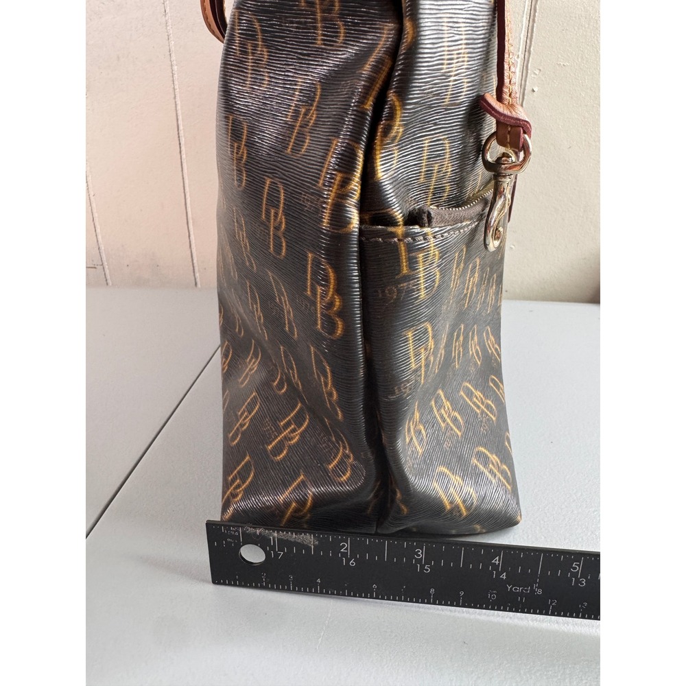 Dooney & Bourke Hobo Bag Womens Large Brown Monogram Coated Canvas Leather Trim - Picture 5 of 13